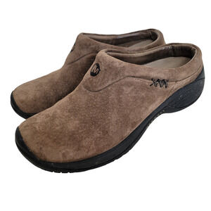 Merrell Encore Free Suede Mules Slip On Brown Casual Clogs Women 6